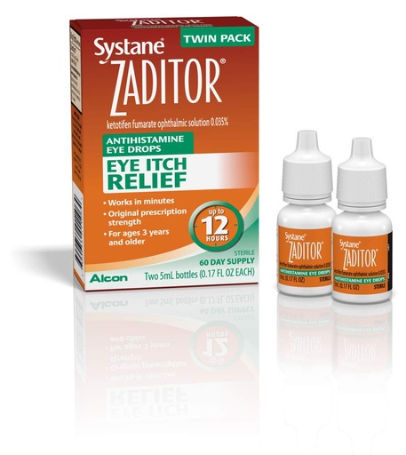 [BRSWIEILDMMGI3LC] Alcon Zaditor Antihistamine Eye Drops, Twin Pack, 5-mL Each