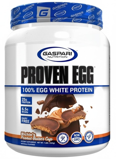 [BRSREHAOAACROA3P] Gaspari Nutrition Proven Egg, 100% Egg White Protein, 25g Protein, Keto Friendly, Dairy Free, Lactose Free, Soy Free (1lb, Peanut Butter)
