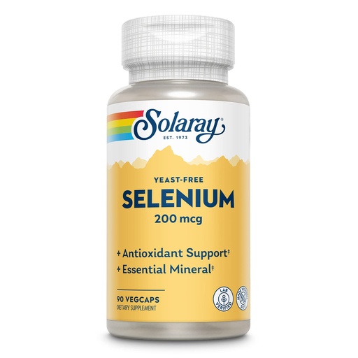 [BRSWIYTYOEDRYADE] Solaray Yeast Free Selenium 200mcg, Selenium Capsules for Healthy Thyroid Function & Immune Support, High Absorption Supplement, Vegan, 90 Servings, 90 VegCaps