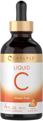 [BRSRAY34BUFGEALG] Carlyle Vitamin C Liquid Drops | 4 fl. oz | Ascorbic Acid and Sodium Ascorbate | Orange Flavor | Vegan, Non-GMO, Gluten Free Supplement