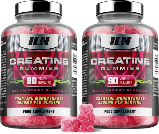 [BRSROATQCUDRACAU] Iron Labs Ernæring Kreatin Monohydrat (180 Gummy Bears) - 3600mg Per Serving - Strawberry Flavor - Høy styrke Kreatin for menn og kvinner (180 Vegan Gummies)