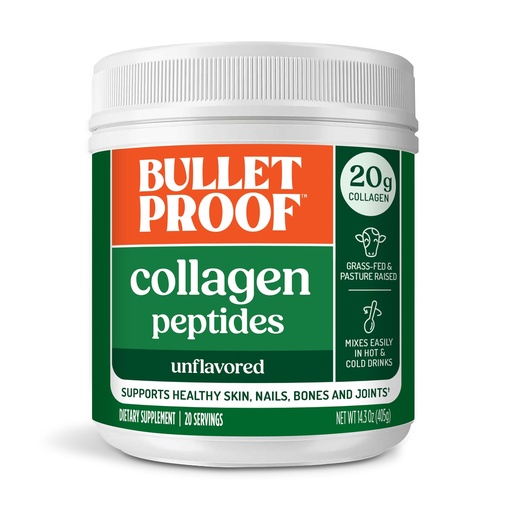 [BRSWYGI5O4JR62Q3] Bulletproof Unflavored Collagen Peptides Powder, 14.3 Ounces, Grass-Fed Collagen Protein for Skin, Bone and Joint Support, Pasture Raised, No Added Hormones