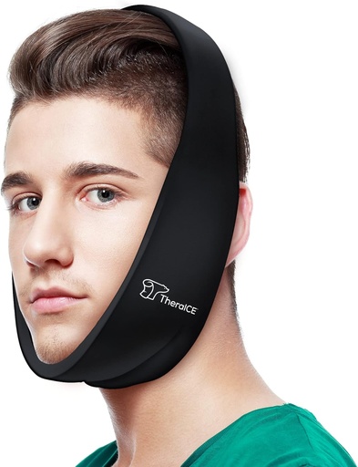 [BRSWYHT2DEMW2GQV] TheraICE Soft Wisdom Teeth Recovery Ice Pack Face Wrap. TMJ Pain Relief Product. Dental Oral Surgery Ice Pack. Jaw Chin Tonsillectomy Head Facial Jaw Bra Stretchable Cold Gel. No Hard Insert-1 Size