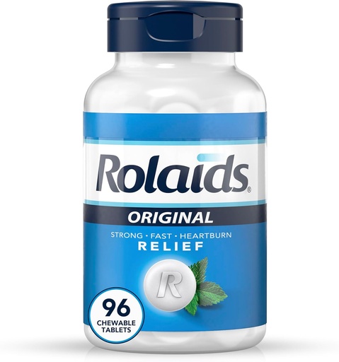 [BRSWIF37PMDGKGA7] Rolaids Original Strength Antacid, 96 Chewable Tablets, Mint Flavor, Original Strength Heartburn Relief