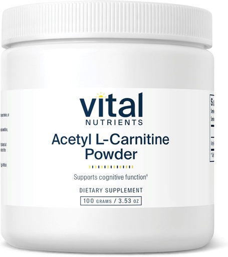 [BRSWIYQCDIBBWHTK] Vital Nutrients Acetyl L-Carnitine Powder | Brain, Memory, and Cognitive Support Supplement* | Vegan | Gluten, Dairy, Soy Free | Non-GMO | 100 Grams