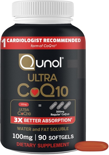 [BRSRMHTYDFYRSD3J] Qunol Ultra CoQ10 100mg Softgels- 3x Better Absorption, Antioxidant for Heart Health & Energy Production, Coenzyme Q10 Vitamins and Supplements, 3 Month Supply, 90 Count