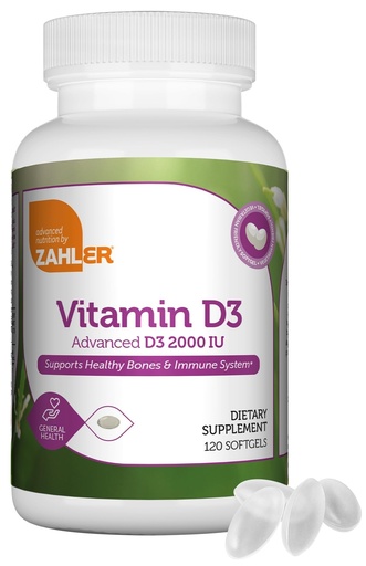 [BRSWIFQZBB6BCCIV] Zahler - Advanced Vitamin D3 2000 IU Softgels (120 Count) Kosher Vegetarian Friendly Vitamin D for Immune Support, Bone, Teeth & Muscle Health - Daily D3 Vitamin Supplement for Adults - Easy Swallow V