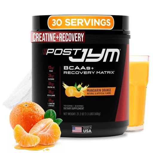 [BRSWKGQOCIJQYEDU] JYM Supplement Science Post JYM Active Matrix Mandarin Orange Amino Recovery Powder Pure Creatine HCL, BCAA’s, Glutamine, Carnitine, Betaine, Taurine for Strength, Repair, Performance 30 Servings