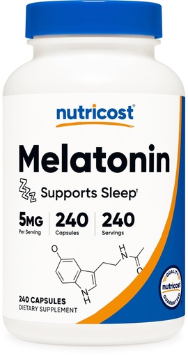 [BRSWKE3YPJ5GYADI] Nutricost Melatonin 5mg, 240 Capsules - 5mg Per Serving, Non-GMO, Gluten Free