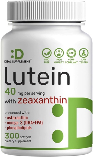 [BRSROYARAUCB6DTB] Lutein og Zeaxanthin Kosttilskud, 40 mg Per Serving, 300 Softgels