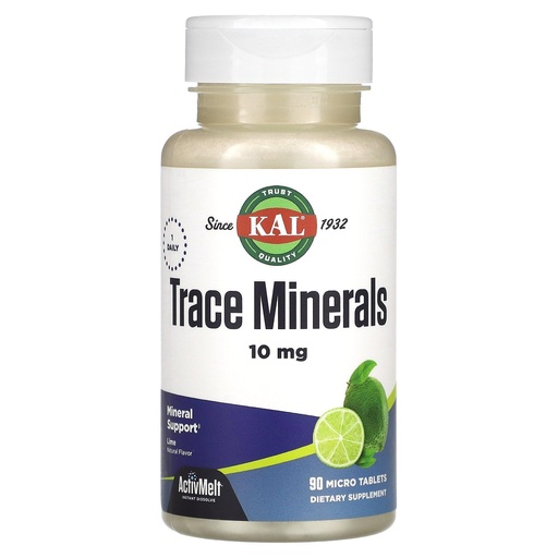 [BRSRMAACOEBRYH34] KAL Trace Minerals, 10 mg Mineral Supplements, Natural Lime Flavor Trace Minerals Supplements, Instant Dissolve ActivMelt Tablets for Optimal Trace Mineral Absorption, 90 Servings, 90 Micro Tablets