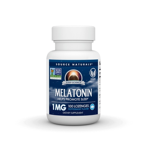 [BRSWIZAMB57QCAYV] Source Naturals Melatonin, Help Promote Sleep* - 1 mg - 100 Peppermint Flavored Lozenges