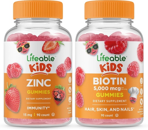 [BRSRMYIZCN4B6H3H] Livliga Zink Kids + Biotin Kids, Gummies Bundle - Great Tasting, Vitamin Supplement, Gluten Free, GMO Free, Chewable Gummy