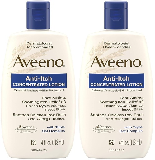 [BRSROBQ3CIGWAD3O] Aveeno, Anti-Itch Concentrated Lotion, 4 fl oz- Pack of 2