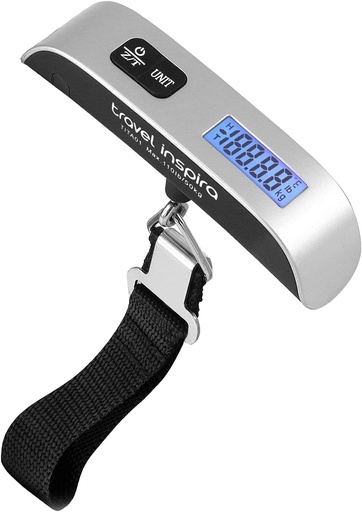 [BRSROH32BV5BMAI7] travel inspira Luggage Scale, Portable Digital Hanging Baggage Scale for Travel, Suitcase Weight Scale with Rubber Paint, 110 Pounds, Battery Included