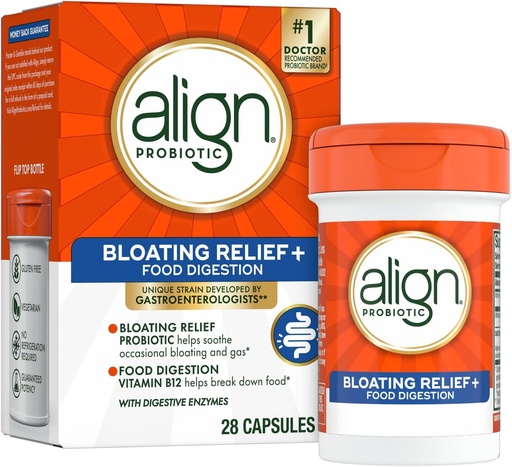[BRSRMAL4B56B4G3F] Align Probiotic Bloating Relief + Харчова травлення, Пробіотики для жінок і чоловіків, #1 Doctor Рекомендовані бренди, Сприяє травне здоров'я і допомагає підтримувати метаболізм їжі*, 28 капсули