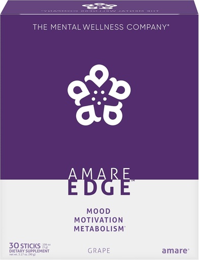 [BRSRAYYFAQPWE2TK] Amare Edge™ Plant Based Nootropic Powder Drink for Endurance and Motivation, Grape, 30 Servings