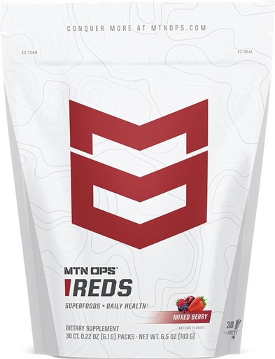 [BRSRM23QAQBQK3DA] MTN OPS Super Reds Daily Health and Antioxidant Drink Powder, Free Radical Fighting Blend Boosted with Phyto-Nutrients, 30 On-The-Go Packs, Just Add Water