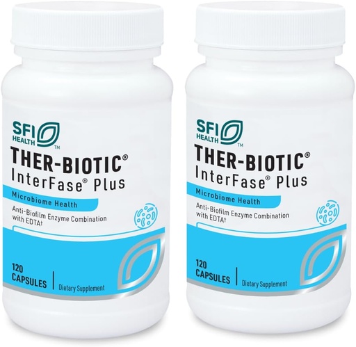 [BRSROFQKCBYRS2D2] Klaire Labs SFI Health Interfase Plus - Enzyme Combination to Disrupt Biofilm Matrix + EDTA - Gastrointestinal System, Gut Flora, Biofilm & Detox Support (120 kapslar / 2 Pack)