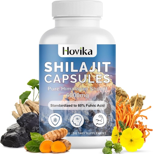 [BRSROAA5BYBAO2DU] Shilajit Pure Himalayan 6000MG, Shilajit Resina Supplemento per gli uomini e le donne 60% acido Fulvic Shilajit capsule con Ashwaganhda, Maca, Rhodiola Rosea per energia, resistenza, immunità, 120 capsule