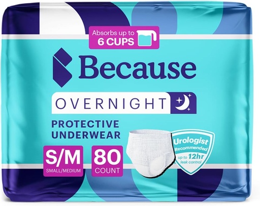 [BRSW2GIHC57GK3AU] Karena Semalam Absorbency Pull Ups - Dewasa Incontinuence Underwear, Ekstra Absorbent Nighttime Briefs untuk Pria dan Wanita, Putih, Kecil / Medium, 80 Cacah (4 Paket 20)