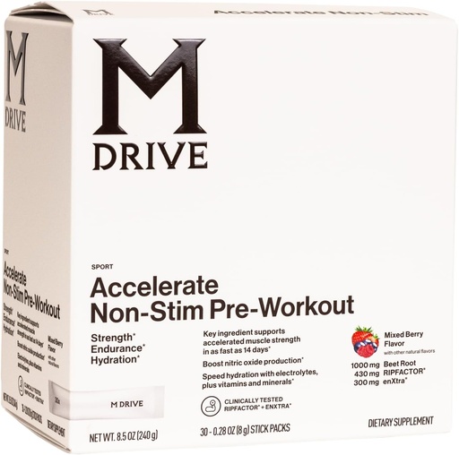[BRSROCQ2B4FBOFI7] Mdrive Accelerate Pre-Workout Powder, Single Serving Pakets, Mixed Berry, 30 Počet (non-Stimulant, Mixed Berry)
