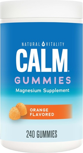 [BRSWYBAHCIFRYHLV] Natural Vitality Calm, Magnesium Citrate תוסף, Stress Relief Gummies, תומך תגובה בריאה ללחץ, גלוט חינם, טבעוני, כתום, 240 חניכיים.