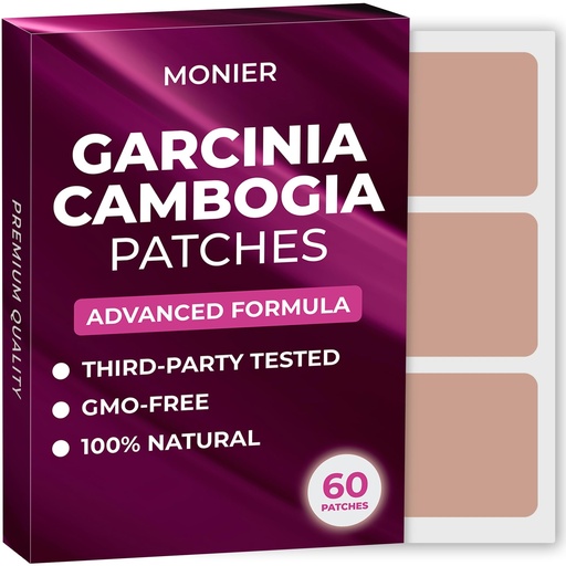 [BRSRAHAYCQPAE3TX] MONIER Garcinia Cambogia Patches (Pack of 60) - 100% Natural Patch for Women and Men - with B12 & Potassium - Energy, Focus & Body Support - Enhanced Formula