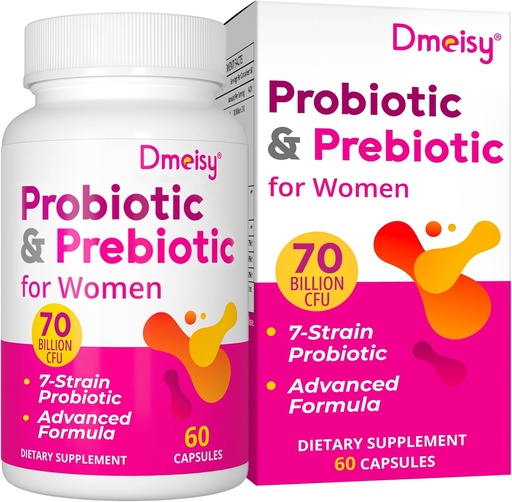 [BRSROFAFBMCGGCA4] Vaginal Probiotics, 70 Billion CFU Probiotics for Women, 13-in-1 Womens Probiotic & Organic Prebiotics for Vaginal, Urinary, pH Balance, Immune, Gut & Digestive, Bloating Health - 2 Months Supply