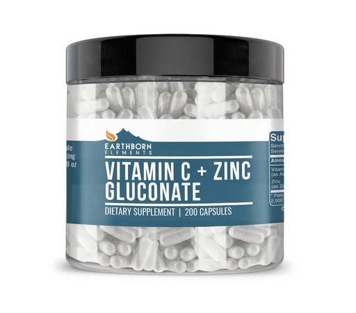 [BRSWYAD7CEPRUEL7] Vitamin C Plus Zinc Gluconate Supplement, (200 Capsules) Blended Health Support, Non-GMO, Gluten Free,