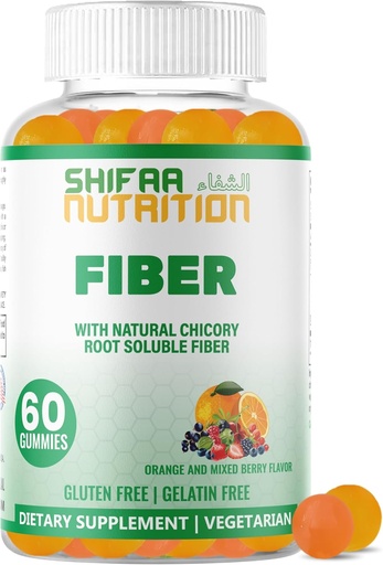 [BRSWYFT2DIFWO3DH] SHIFAA NUTRITION Halal & Gluten Free Fiber Gummies for Kids & Adults | 4g, 30-60 Servings | 60 Gummies | Improves Digestive Health, Immunity & Gut Health | Vegan Prebiotic | Non-GMO, Gelatin-Free