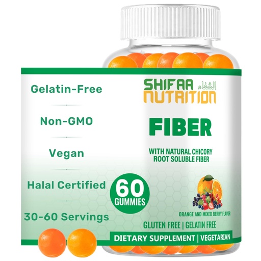 [BRSWYFT2DIFWO3DH] SHIFAA NUTRITION Halal & Gluten Free Fiber Gummies for Kids & Adults | 4g, 30-60 Servings | 60 Gummies | Improves Digestive Health, Immunity & Gut Health | Vegan Prebiotic | Non-GMO, Gelatin-Free