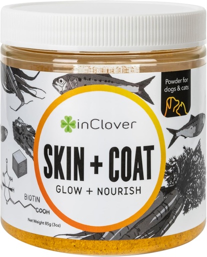 [BRSWGEIQAQPBM3DB] In Clover Dog Skin and Coat Supplement, BioRadiant Natural Supplement for Dogs, Healthy Skin and Coat, Fish Oil Alternative Uses Carrots, Coconut, Omega 3's, Biotin and Zinc Soothe Skin