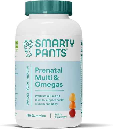 [BRSWIBAPDIIBKGQZ] SmartyPants Prenatal Vitamins for Women, Multivitamin Gummies: Omega 3 Fish Oil (EPA/DHA), Biotin, Methylfolate, Vitamin D3, C, Vitamin B12, B6, A, K & Zinc, Inositol, 120 Count (30 Day Supply)