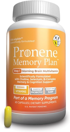 [BRSROYDRB5YQKCL3] PRONENE План пам'яті (60 ct) Ранковий бюстгальтер Multivitamin Nootropic Supplement w/Choline, Selenium, Resveratrol, D та B Вітаміни Поглиблені поживні речовини Підтримка Brain, імунітет та пам'ять.