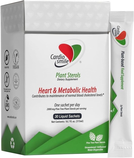 [BRSRMCADCRYQE3I4] 2000mg Plant Sterols Supports Healthy Cholesterol Levels with 1400mg beta-Sitosterol for Heart & Metabolic Health Support, 30 Day Supply in Single Use Liquid Packets