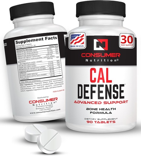 [BRSRAFAQCV4BYET2] Bone Builder Supplement - Cal Defense Bone Strength Calcium Supplements for Women & Men - With Calcium with Vitamin D, C, K, Magnesium, Bromelain, & Ipriflavone for Stronger Bones 90 Calcium Tablets