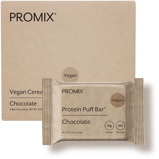 [BRSRMYYFDMPRSGTD] Promix Nutrition Vegan Protein Puff Bars | High Protein, Low Calorie Marshmallow Crispy Treat | Kosher, Soy Free - Chocolate