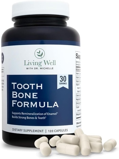 [BRSRAHTRBV5GOF3L] Living Well with Dr. Michelle Tooth & Bone Formula - Supplement with Calcium for Bone Strength & Tooth Enamel Support, D3 + K2, 120 Capsules, Non-GMO, Gluten-Free