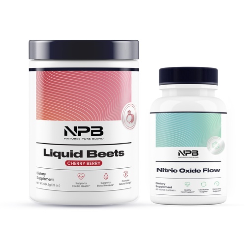 [BRSRAYAPCEIWMAAZ] Nature's Pure Blend Nitric Oxide Flow & Liquid Beets Bundle - Blood Pressure Support, Circulation Increase - Organic Beet Root Powder 8,000mg