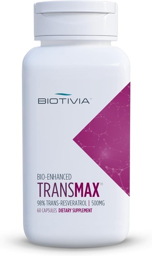 [BRSWIYYPOQFWOEL4] Transmax 1000mg 98% Trans-resveratrol + Polydatin + Piperine for Increased Bio-Availability. No Artificial Fillers or Additives. 60x500mg Vegan Capsules