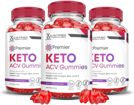 [BRSROGQFA57QGCTV] Justified Laboratories (3 Pack Premier Keto ACV Gummies Premier Keto Gummies Avancerad 1000MG Apple Cider Vinegar Formulerad med Pomegranate Beet Juice Powder B12 Vegan Non GMO 180 Gummys
