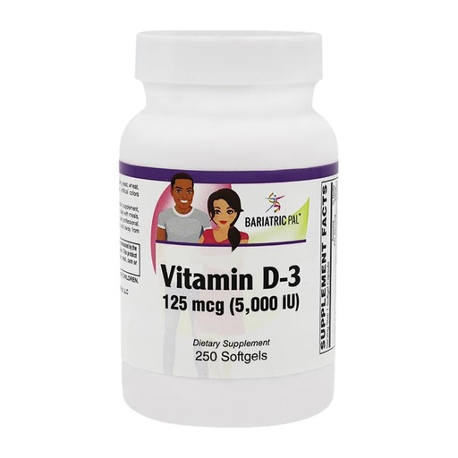 [BRSWYHA3BACAE2TX] BariatricPal Vitamin D-3 125mcg (5000 IU) - Easy Swallow Vegetarian Softgels (250ct Bottle)