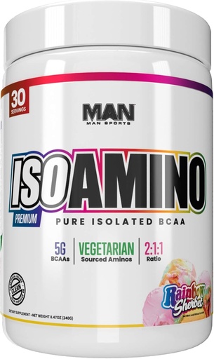 [BRSWGFAZB4FA23I6] MAN Sports Iso-Amino Bcaa Powder, Rainbow Sherbet, 255 Gram