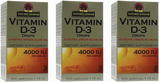 [BRSWKGI5DIGRGE36] Nature's Answer Vitamin D-3 Drops 4000 LU, 0.5-Ounce, 3 count