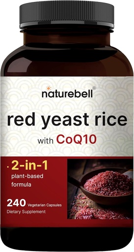 [BRSROFAZB4OWG3DB] Red Yeast Rice with CoQ10, 240 Veggie Capsules | Advanced Heart Health Herbal Supplement – Antioxidant Support for Energy & Heart Health – Non-GMO