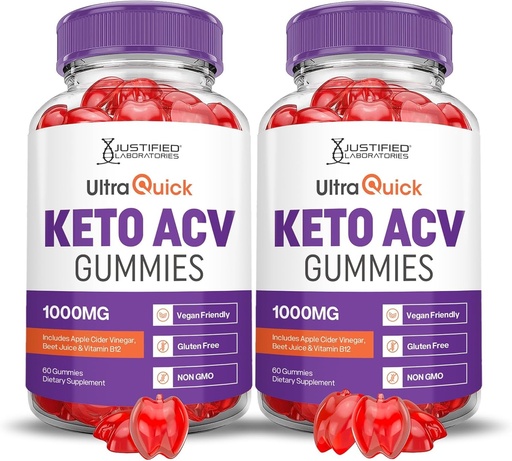 [BRSRAEI6PMNQE3DO] Justified Laboratories (2 Pack Ultra Quick Keto ACV Advanced Formula 1000MG Apple Cider Vinegar Geformuleerd met Granaatappel Beet Juice Powder B12 Vegan Non GMO 120 Gummies