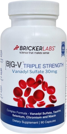 [BRSWIYT3PMCAEETA] Bricker Labs Big-V Balent Vanadyl phụ trợ: Vanadyl Sulfate 30 mg, Taurine 600 mg, Selenium, Chromium và Niacin, hỗn hợp Mineral Capsules 90 ct