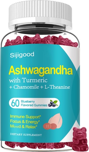 [BRSRAAT2DEMB42TA] Ashwagandha Gummies, Support for Immunity, Relaxation, Ashwagandha Supplements for Men & Women, Natural Blueberry Flavor, 60 Count