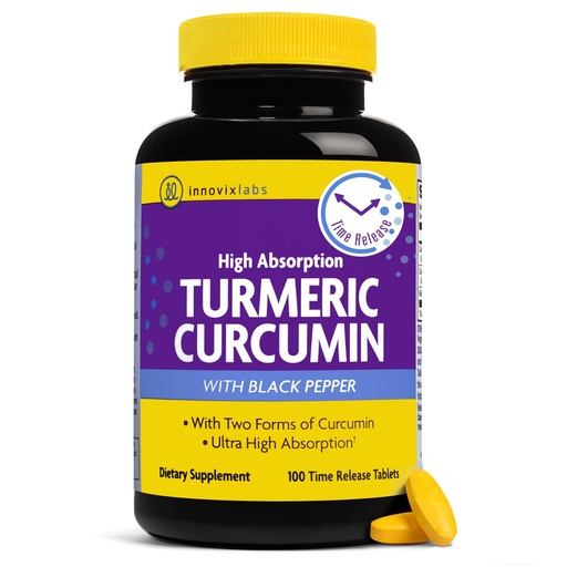 [BRSWIHT6OR6AG2TY] InnovixLabs Turmeric Curcumin with Black Pepper Extract - High Absorption Turmeric and Curcumin Supplements with BioPerine, C3 Reduct & Curcumin C3 Complex - 100 Time Release Tablets